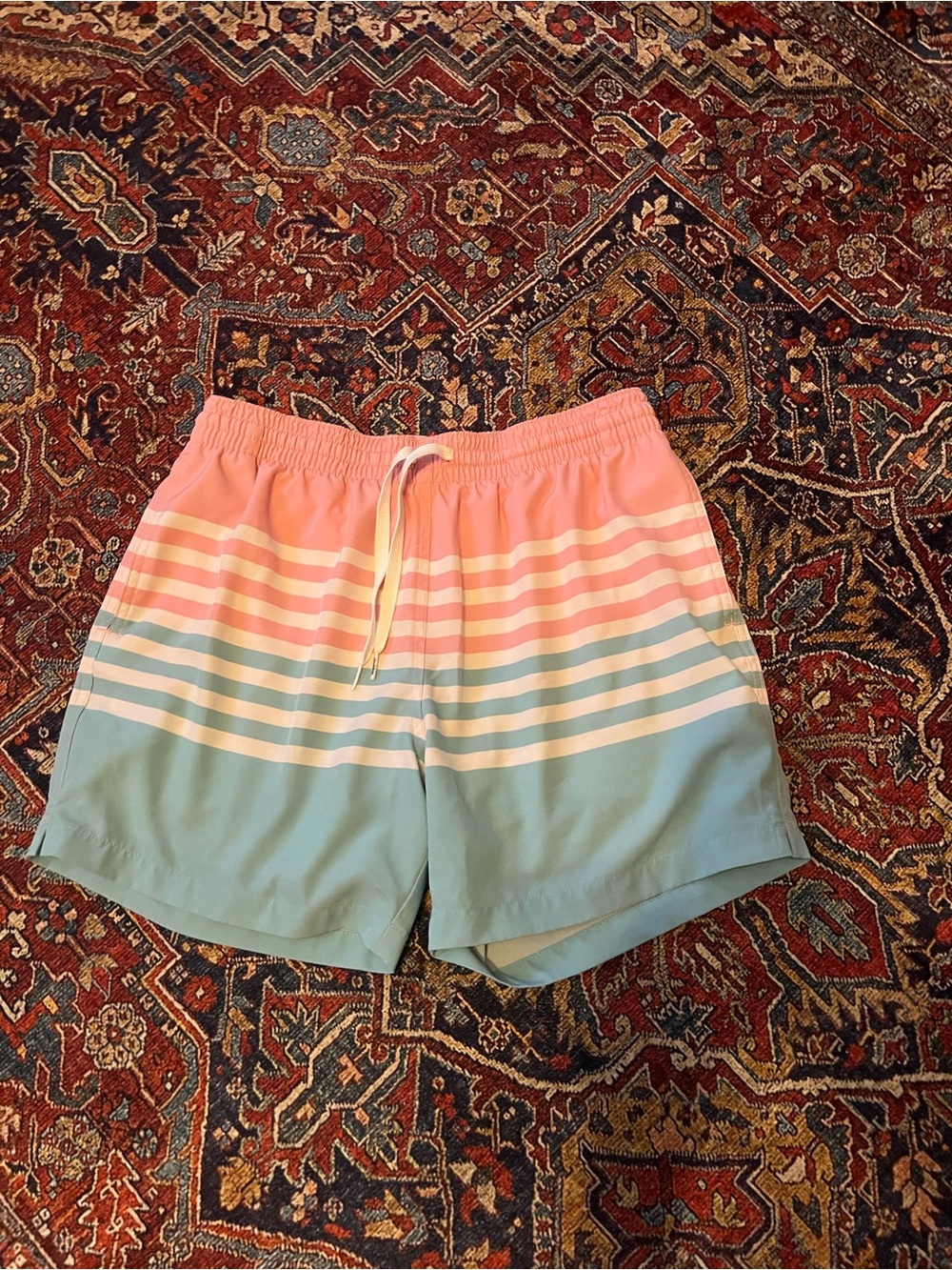 chubbies Pink and Light Blue Striped Men's Swim Trunks